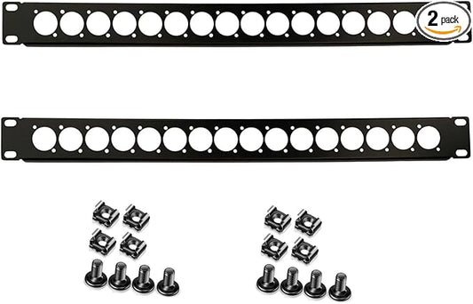 XLR HDMI Audio Rack Mount Panel, 1U Hinged D-Series Punched Metal HDMI Rack by Suprwin