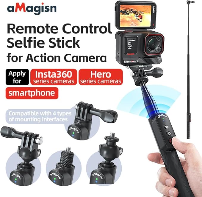 Remote Control Selfie Stick Rechargeable Waterproof 100CM Stretchable Compatible - Image 2