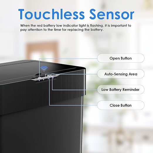 Sensor Trash Can, Touchless Motion Sensor Trash Bin, Smart Automatic Garbage Can - Image 3