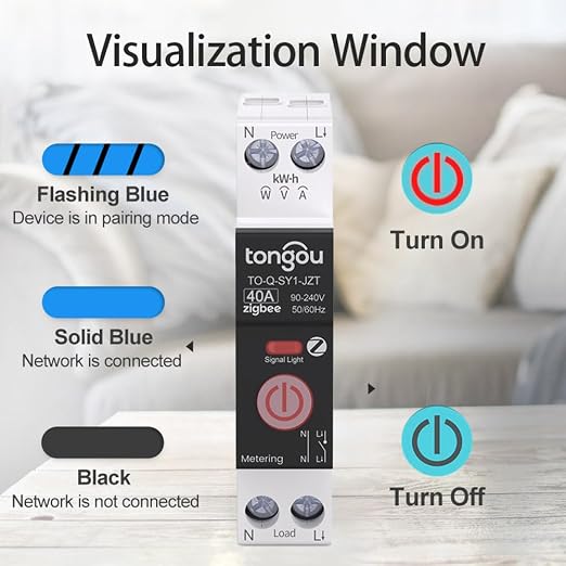 TONGOU ZigBee DIY Smart Switch 40A| DIN Rail Switch| 1P+N 90-240VAC| Real-time - Image 7