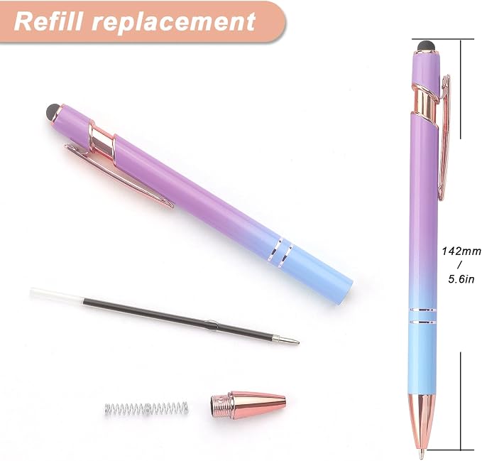 Bribobo 6 Pack Ballpoint Pen 2-in-1 Stylus Retractable Ballpoint Pen - Image 2