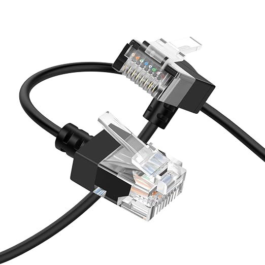 Cat6A Ethernet Cable 90 Degree Downward Angled 6.6FT, Flexible Slim & Ultra by Thzzhnno