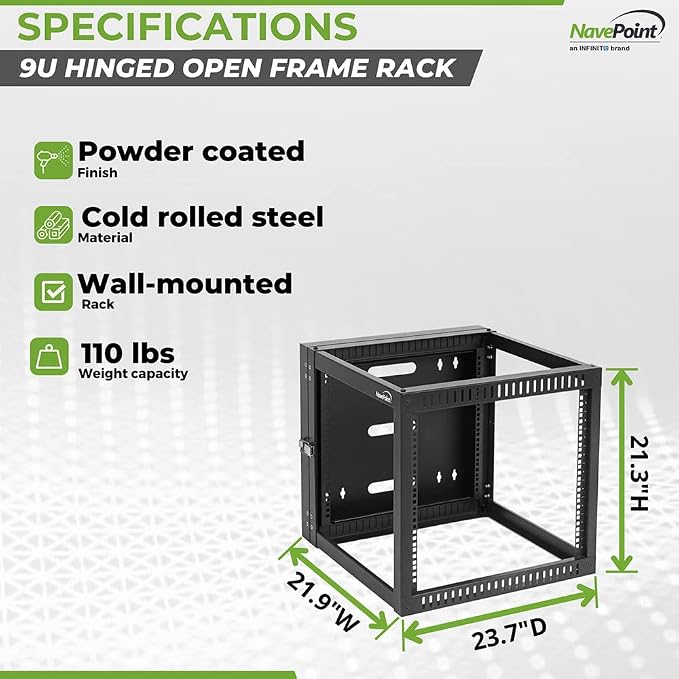 NavePoint 9U Wall Mount Server Rack - Image 4