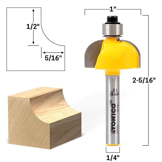 YONICO Cove Router Bits Edge Forming 5/16-Inch Radius 1/4-Inch Shank 13153q - Image 2