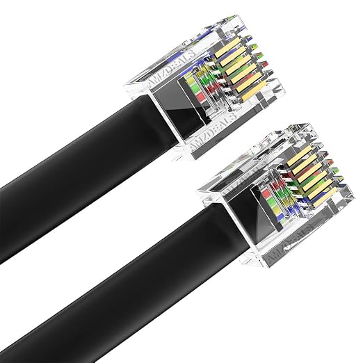 AmzDeals 2-Pack Custom Size RJ12 6P6C Reverse Wired Cable, Pro Grade Voice by AMZDEALS