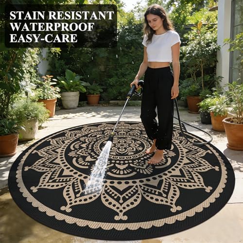 Bsmathom Waterproof Outdoor Rug, 6ft Round - Image 6