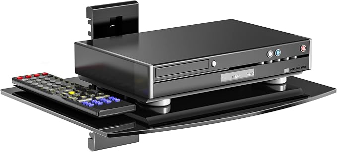 WALI Floating TV Shelf, 1 Tier Glass Projector Shelf by WALI