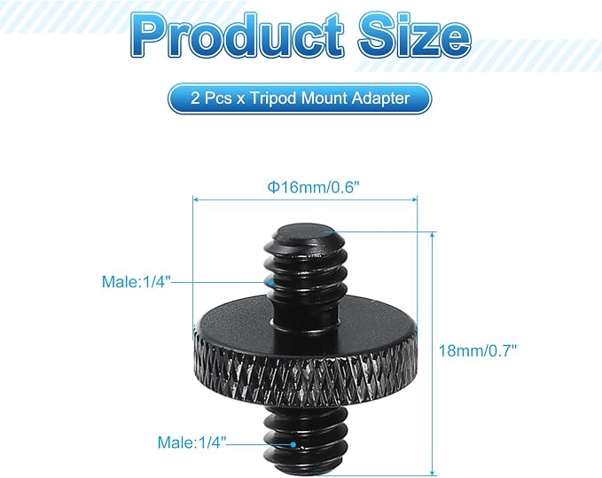 PATIKIL Tripod Screw Adapter 1/4" Male to 1/4" Male, 18 mm - Image 2