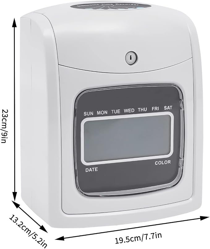 Time Clock Punch Card Machine, LCD Employee Attendance Tracker, Auto-Absorb & - Image 2