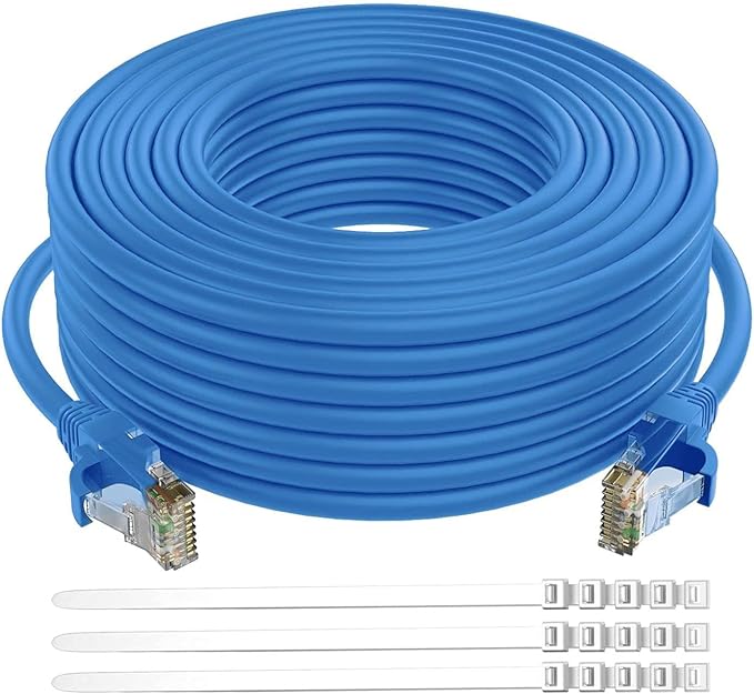 Adoreen Cat 6 Ethernet Cable 35 Ft-Blue, Outdoor & Indoor Snagless Long Round by Adoreen