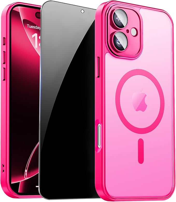 for iPhone 16 Case with Privacy Screen Protector and Camera Protection by ZOZDOKG