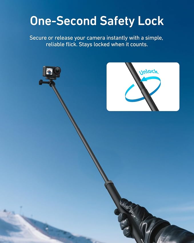 TELESIN Selfie Stick Long Pole, Carbon Fiber Waterproof Dive Extension Monopod - Image 5