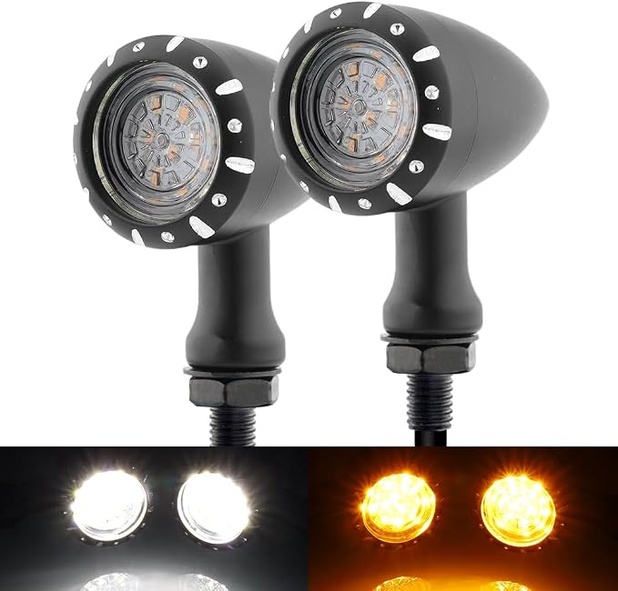TSUNG 2PCS Motorcycle Bullet LED Front Turn Signal White Amber Light SMD by TSUNGMOTO