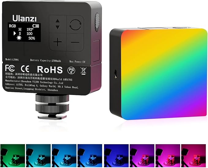 ULANZI VL49 Pro RGB Video Light, Mini Rechargeable LED Camera 360° Full Color by ulanzi