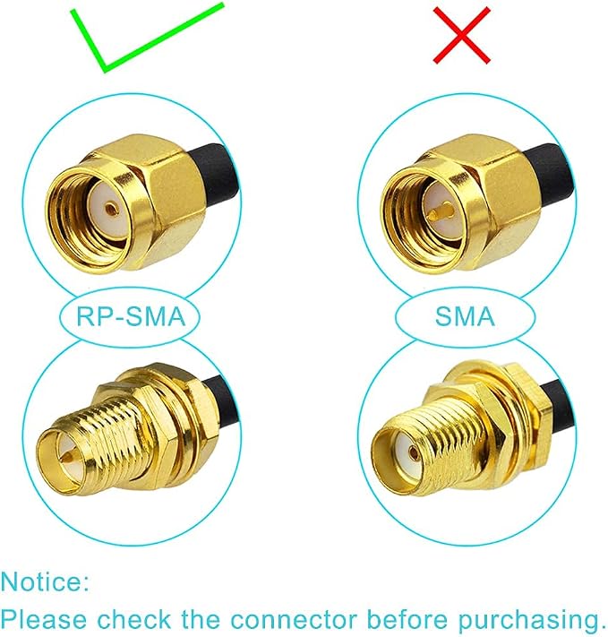 Bingfu WiFi Antenna Extension Cable RP-SMA Male to RP-SMA Female Bulkhead Mount - Image 7