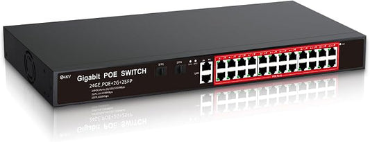 STEAMEMO 24-Port Managed Gigabit PoE+ Switch | 24×PoE+ Ports@360W, 2×Gigabit by STEAMEMO
