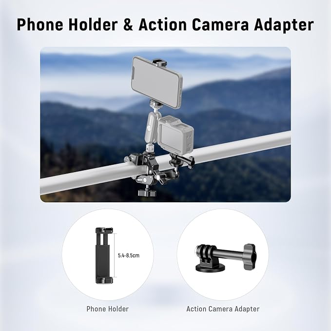 NEEWER Super Clamp with 3" Dual Ballhead Magic Arm, Camera Phone Clamp Mount - Image 6