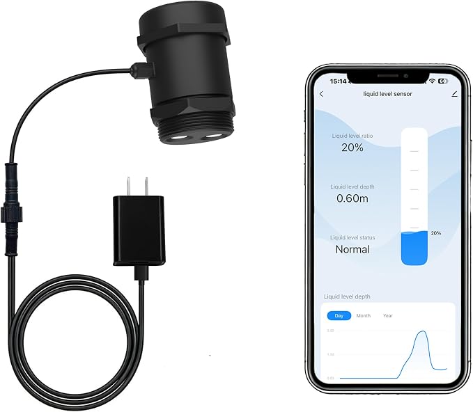 Ultrasonic Level Sensor with 2.4G WiFi, Non-Contact Liquid & Solid Level Monitor by Unknown