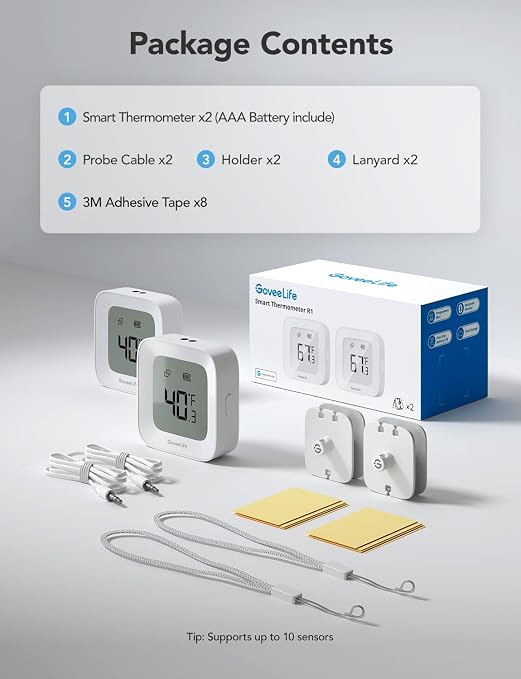 GoveeLife Freezer Thermometer Alarm 2 Pack, Smart Bluetooth Temperature Monitor - Image 7