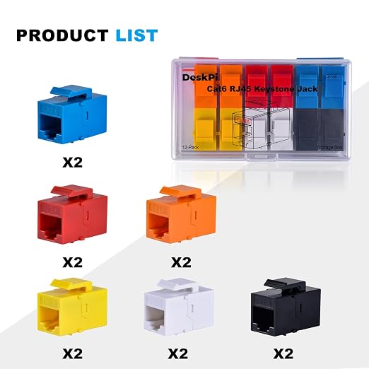 GeeekPi 12-Pack Cat6 RJ45 Keystone Jack Insert, Ethernet Keystone Jack - Image 7