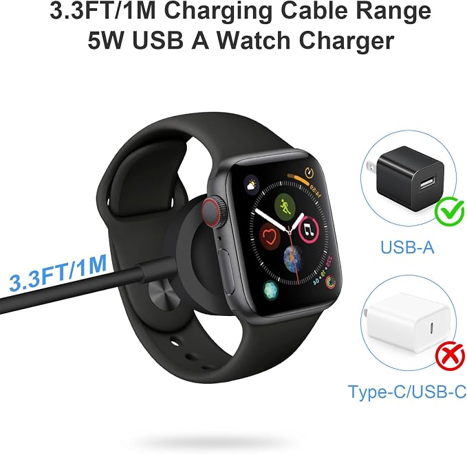Fast Charger for Apple Watch Charger, Magnetic iWatch Charger to USB A Cable - Image 2