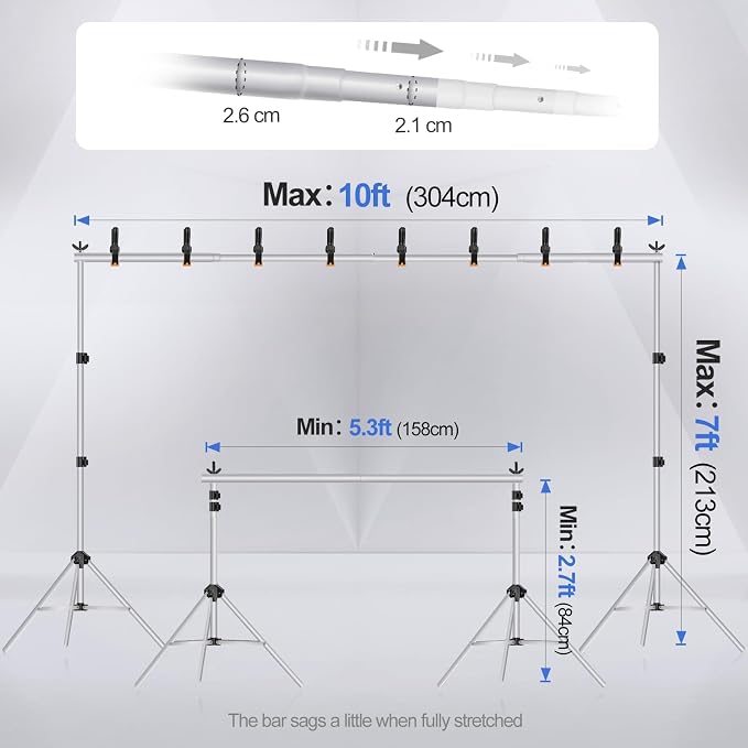 EMART Backdrop Stand 10x7ft Photo Studio Adjustable Background Stand Support kit - Image 3