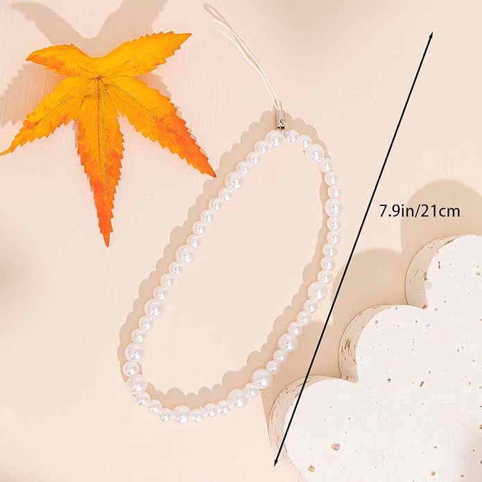 Beaded Phone Charm Lanyard Strap Girly Style Fixed Beads Pearl Lanyards - Image 5