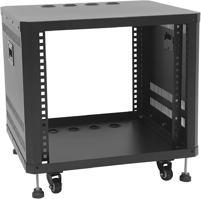 9U Stereo & Studio Rack with Wheels, Open Frame Audio Rack Cabinet, Rolling by Pinelicorn