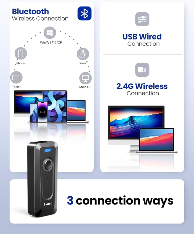 2-Pack Eyoyo 2D Bluetooth Barcode Scanner Wireless - Image 5