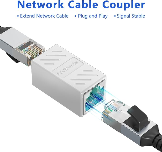 Jadaol UL Listed Shielded RJ45 Coupler, 10Gbps Gold-Plated Contacts Aluminum - Image 2