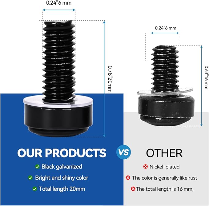 60-Pack M6 x 20mm Rack Mount Screws and Cage Nuts - Image 3
