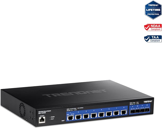 TRENDnet 12-Port 10G Web Smart Switch, TEG-7124WS, 8 x 10G RJ-45 Ports - Image 6