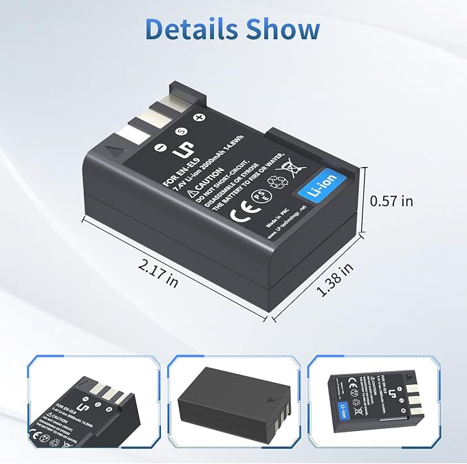 LP EN-EL9 EN EL9a Battery, 2000mAh Replacement Battery Compatible - Image 6