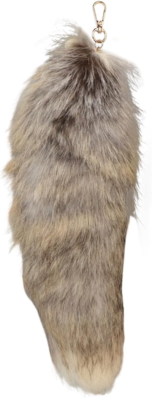 Fox Tail Keychain Long, Fluffy Therian Tail Faux Fur Keyring, Party Costume by Unknown