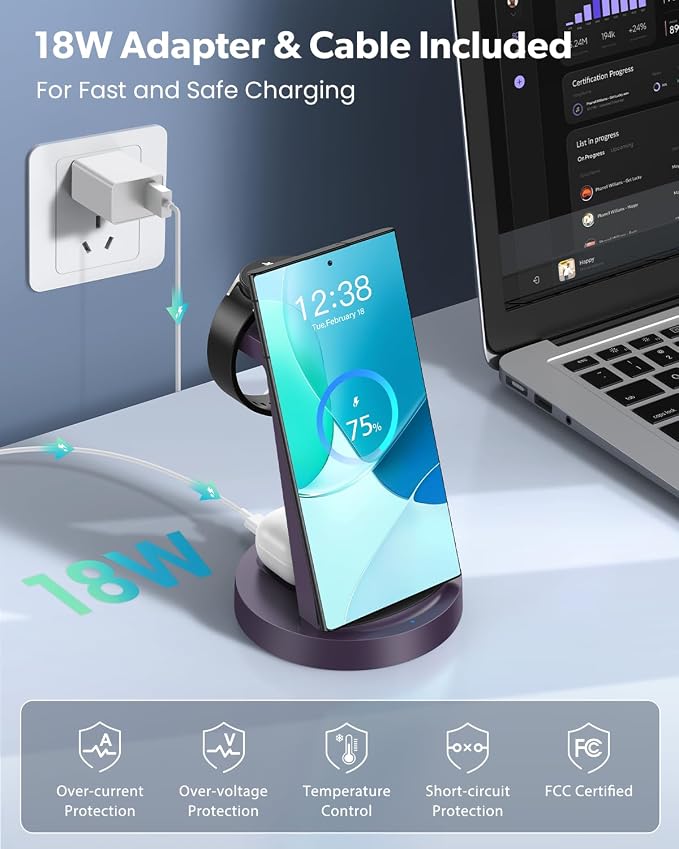 Wireless Charger for Samsung: 3 in 1 Wireless Charging Station for Samsung - Image 4
