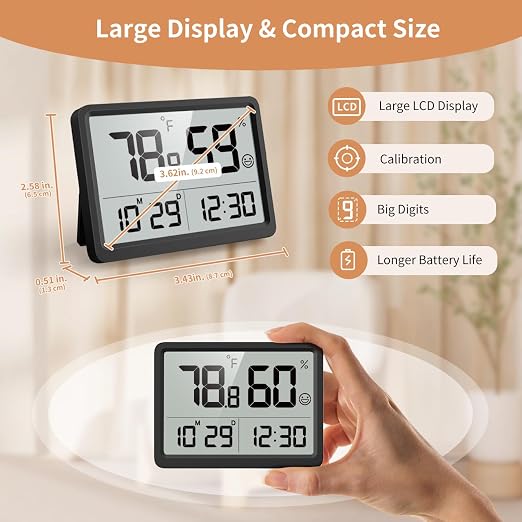 DOOMAY Digital Room Thermometer and Humidity Monitor - Image 3