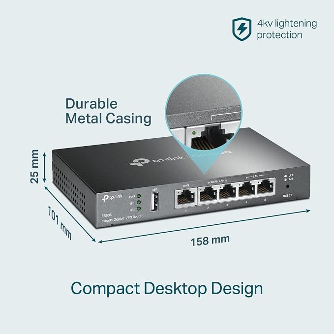 TP-Link ER605 V2 Wired Gigabit VPN Router, SPI Firewall SMB Router, Omada SDN - Image 7