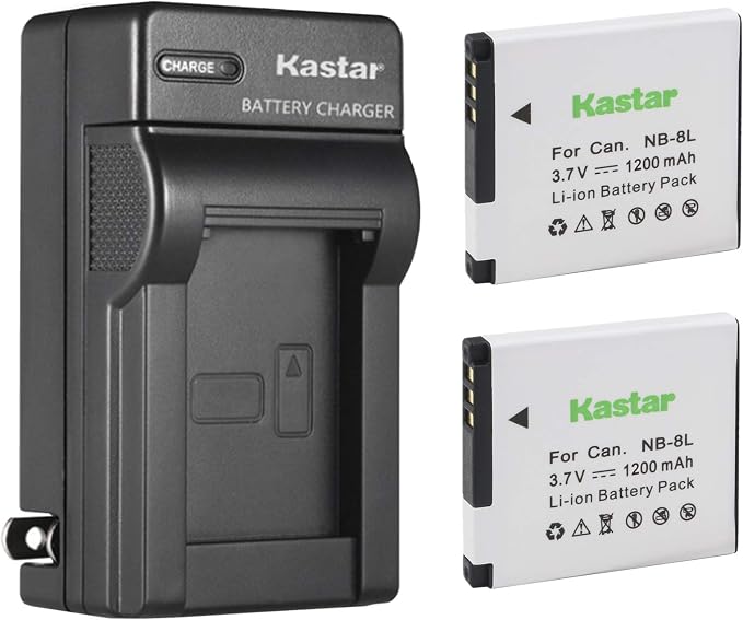 Kastar Battery and AC Charger for Canon NB-8L NB8L CB-2LA CB-2LAE and Canon by Kastar