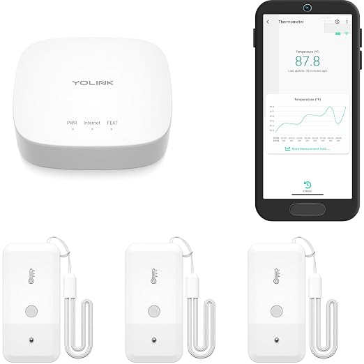 YoLink Smart Freezer Thermometer, LoRa Wireless Fridge Temperature Sensor 3-Pack by YoLink