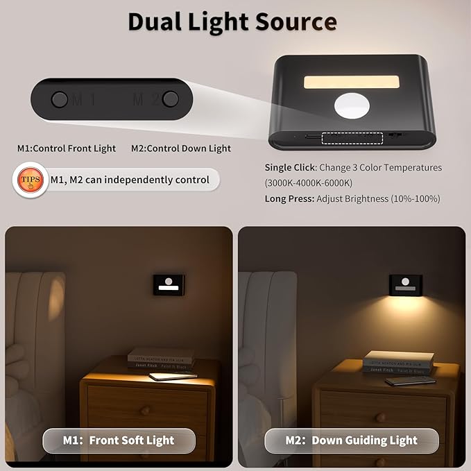 WOBSION Rechargeable Wireless Motion Sensor Stair Lights, Stick-On Wall Light - Image 3