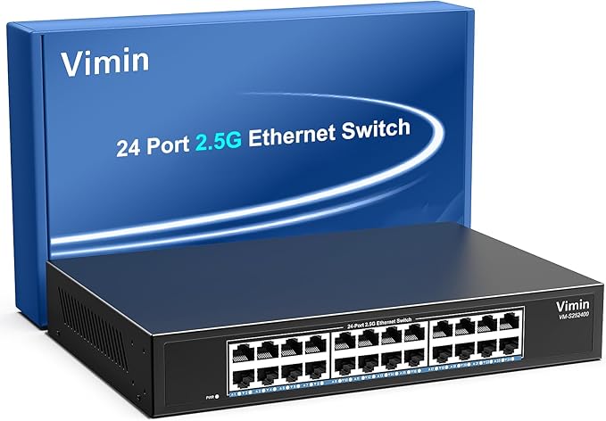 24 Port 2.5G Switch Unmanaged, Vimin 2.5GB Base-T Ethernet Switch, 2.5Gb by Vimin