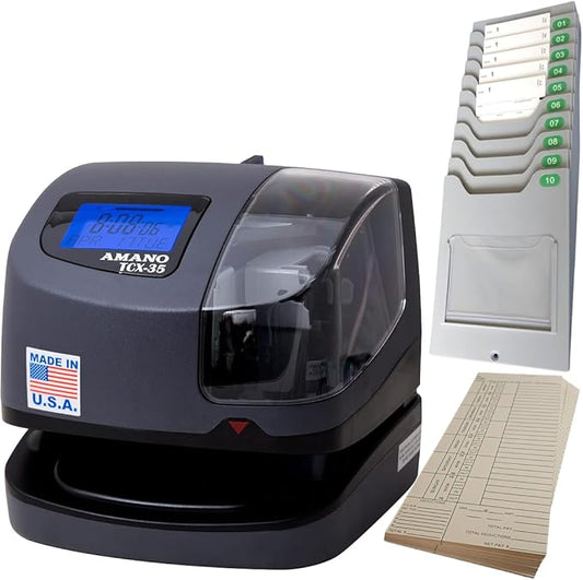 AMANO TCX-35 Time Clock Starter Pack, Includes Card Rack and 100 Time Cards by AMANO