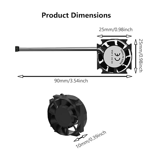 for P2S Extruder Hotend Cooling Fan 2510 DC 5V 25x25x10mm 3D Printer Fan | - Image 5