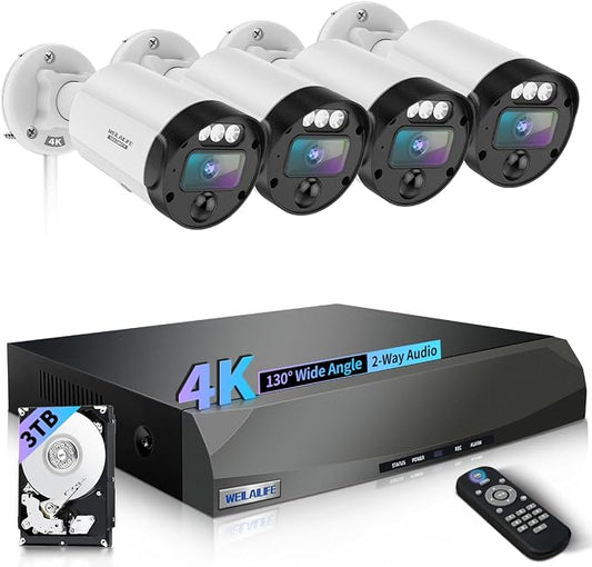 【130° Ultra Wide-Angle & 90 Days Storage】 Outdoor Wired Security Camera System by WEILAILIFE