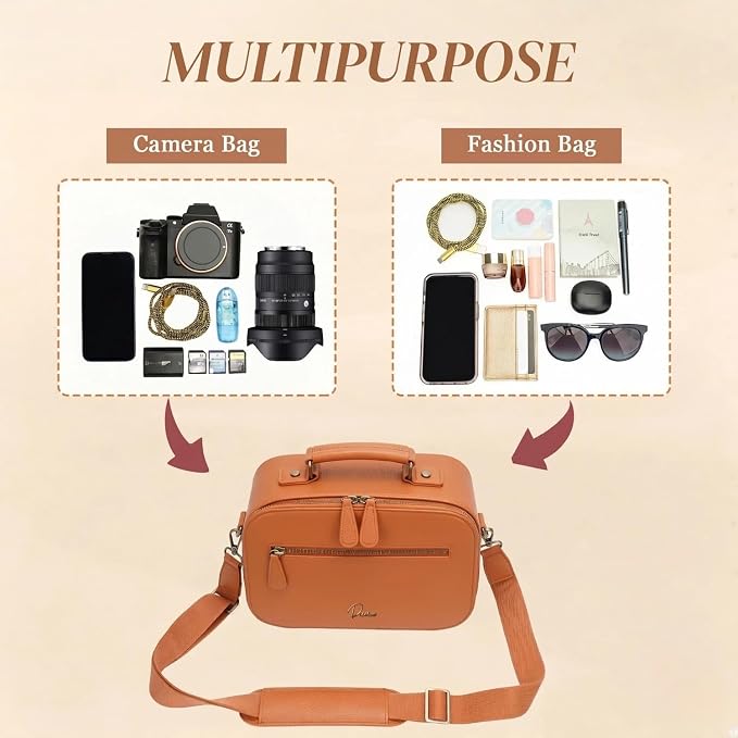 Camera Sling Bag, Waterproof PU Leather Crossbody Camere Bag - Image 5