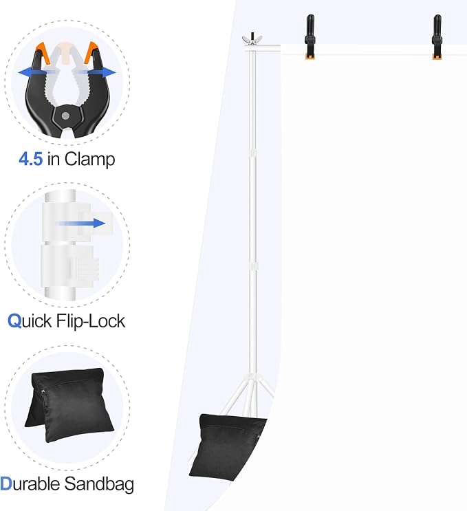 EMART Backdrop Stand 10x7ft Photo Studio Adjustable Background Stand Support kit - Image 5