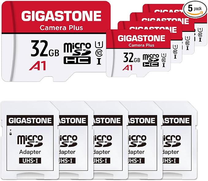 GIGASTONE 32GB Micro SD Card 5-Pack, MicroSDHC Memory Cards by Gigastone