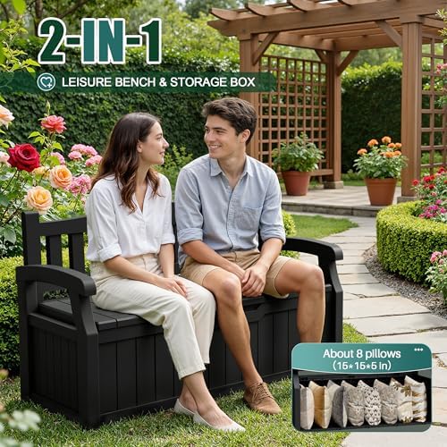 Devoko 80 Gallon Storage Bench Deck Box Waterproof&Lockable - Image 6