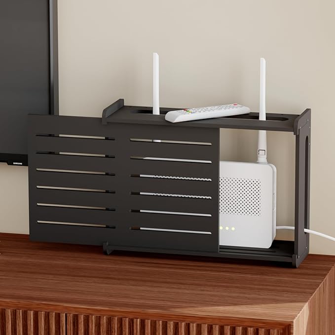 Wooden WiFi Router Storage Box Hider Shelf, Decorative Projector Box Hider Rack by Haidaiya