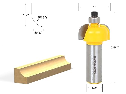 YONICO Cove Router Bits Edge Forming 5/16-Inch Radius 1/2-Inch Shank 13153 - Image 2